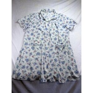 Vtg Fundamentals Woman Nightgown 3X Plus Snap Front Duster Grannycore Housecoat